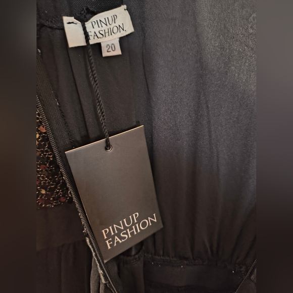 Pinup Fashion Sz 20 Elegant Black Sequin Evening Dress - Picture 10 of 10